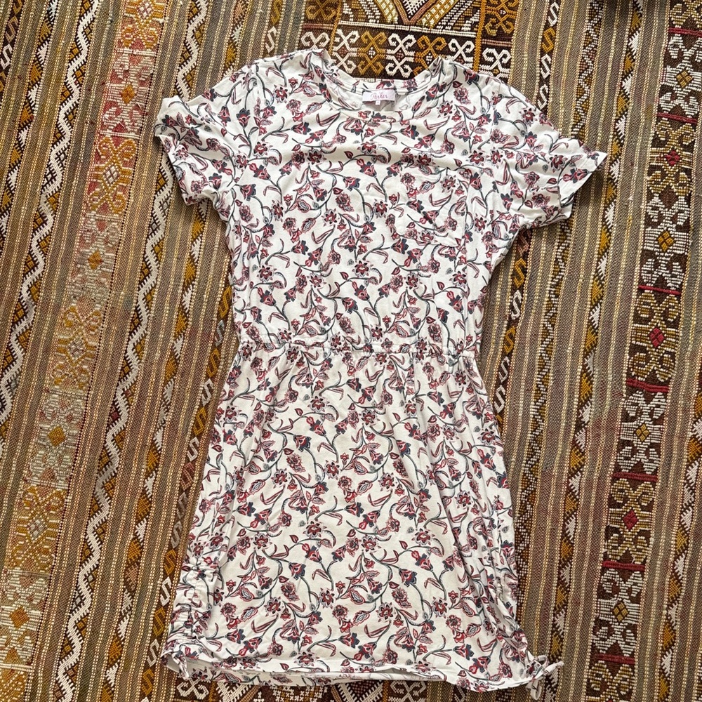 Parker White and Red Floral Debbie Dress